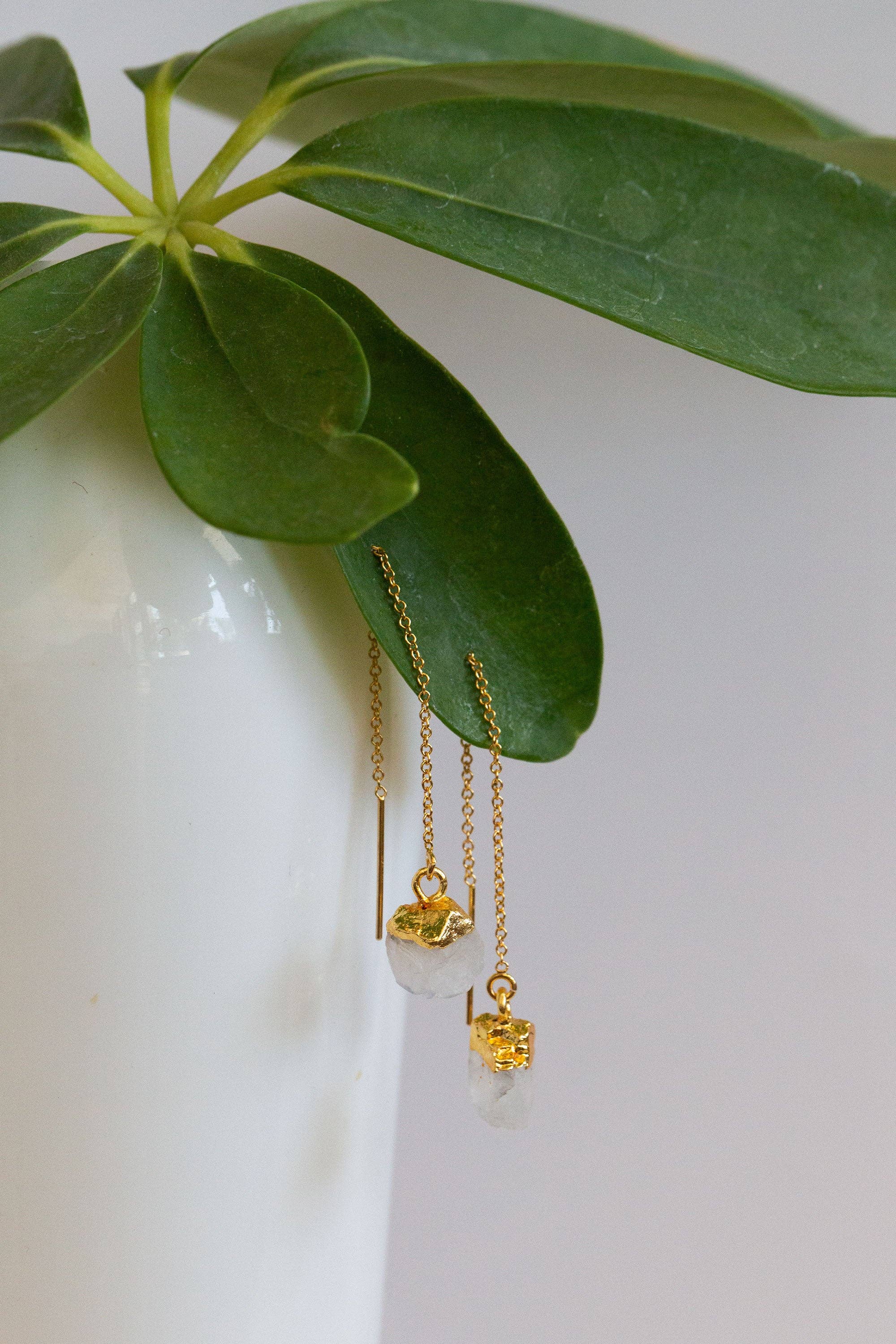 Bohemian and Bouj - Wholesale Dangle Earrings - The Sun Threaders | 14k Gold-Filled + Raw Crystals0