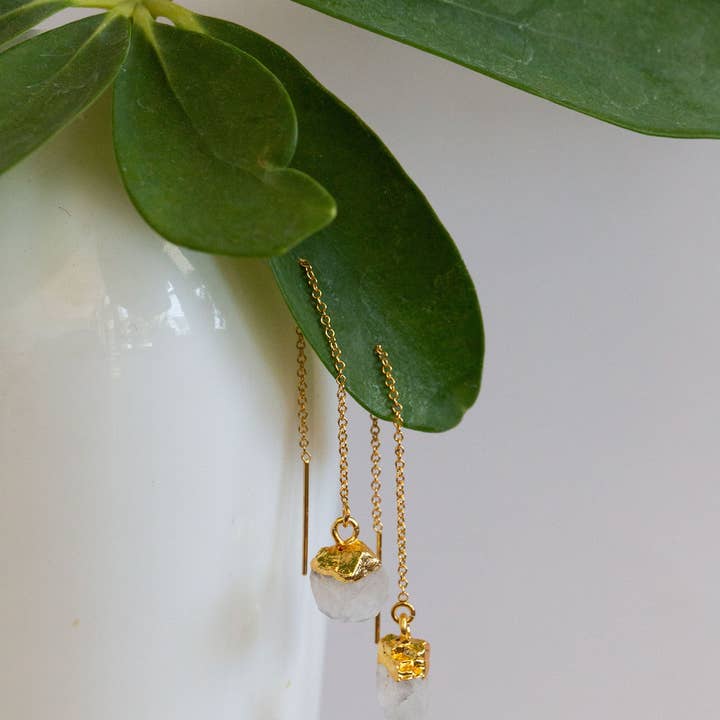 Bohemian and Bouj - Wholesale Dangle Earrings - The Sun Threaders | 14k Gold-Filled + Raw Crystals