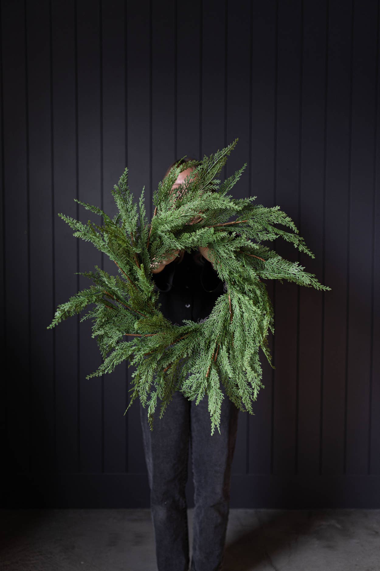 Luxe B Co - Wholesale Wreath - Cypress Leaf Full Real Touch Wreath - 24"