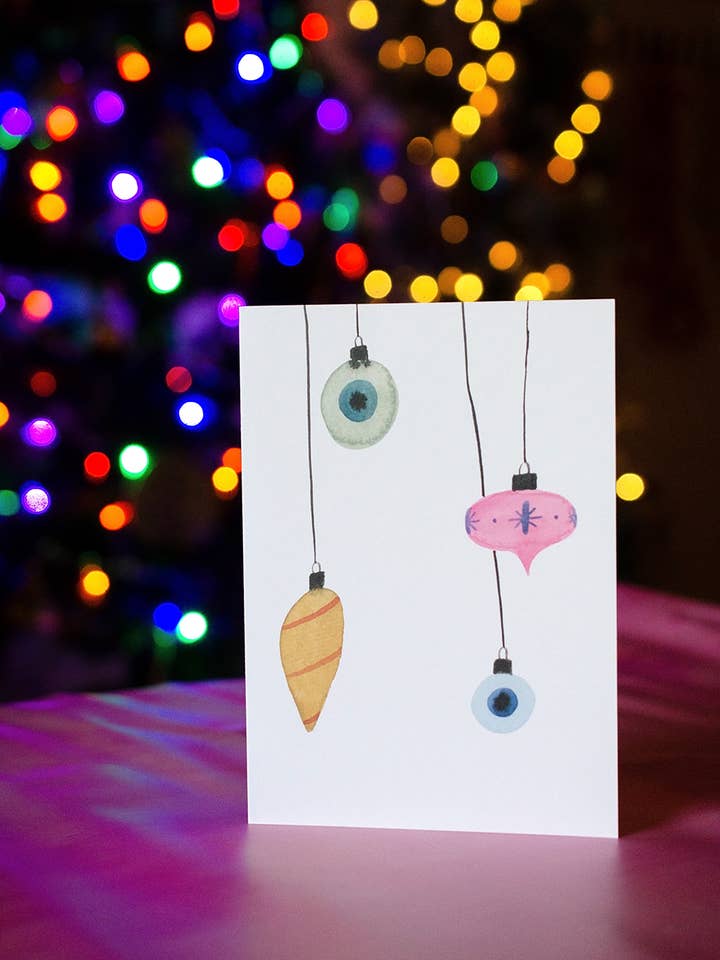 Tarjeta de Navidad de adornos vintage para venta al por mayor de The Smokey Rose Press