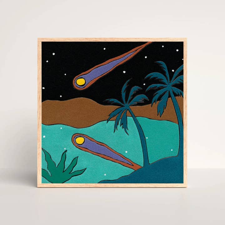 Two Palms, 8x8 Inch Giclée Fine Art Print for wholesale by Backseat Window