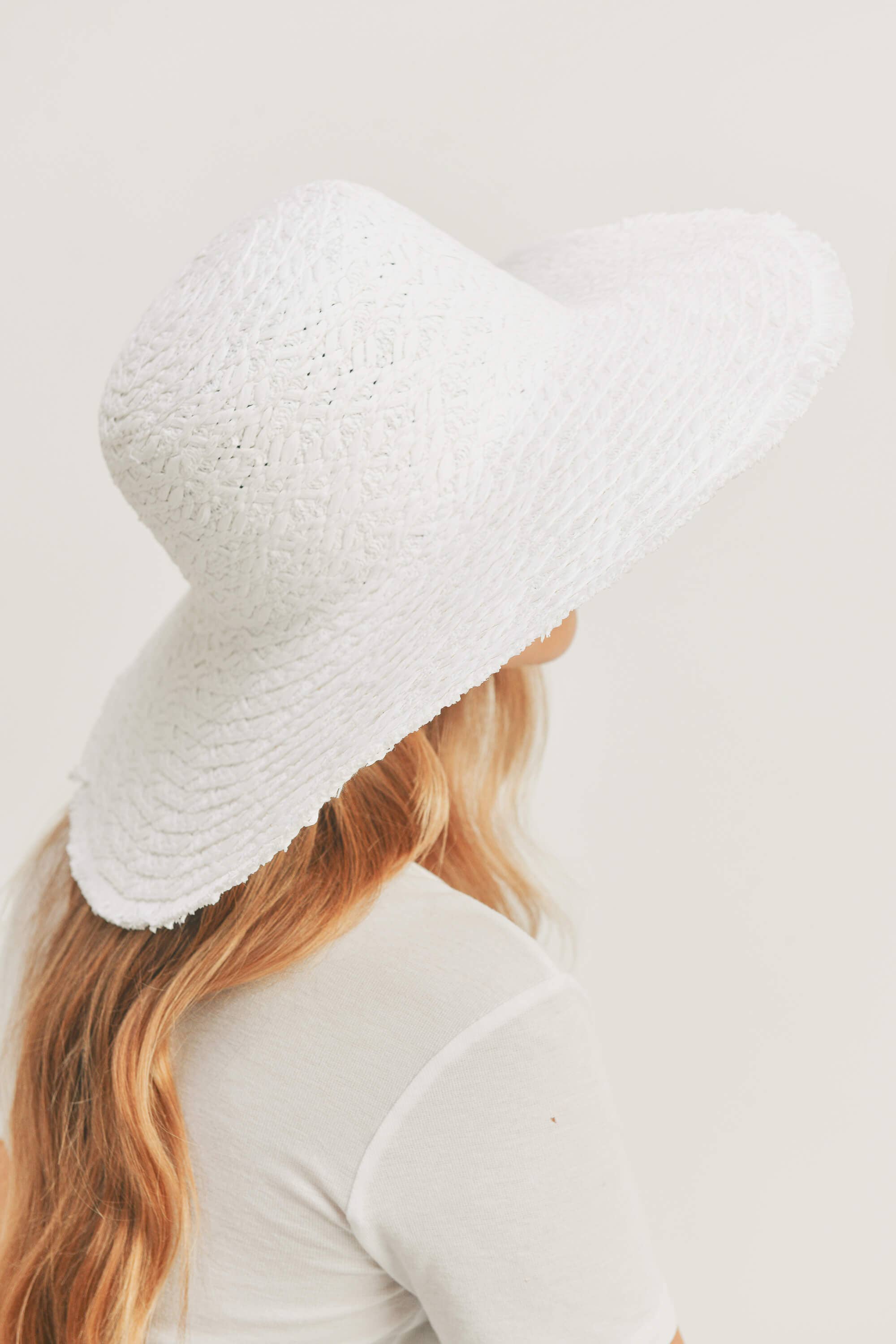 MiMi Wholesale - Wholesale Straw Hat - Women's - MH0095 Floppy Straw Sun Hat with Frayed Edges9