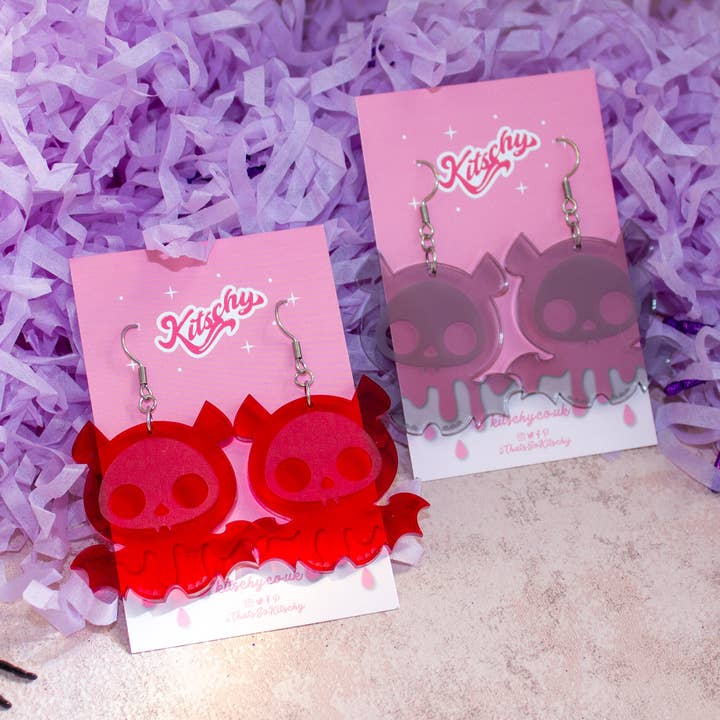 Kitschy - Wholesale Dangle Earrings - Skelli Bat Earrings Laser Cut Acrylic4