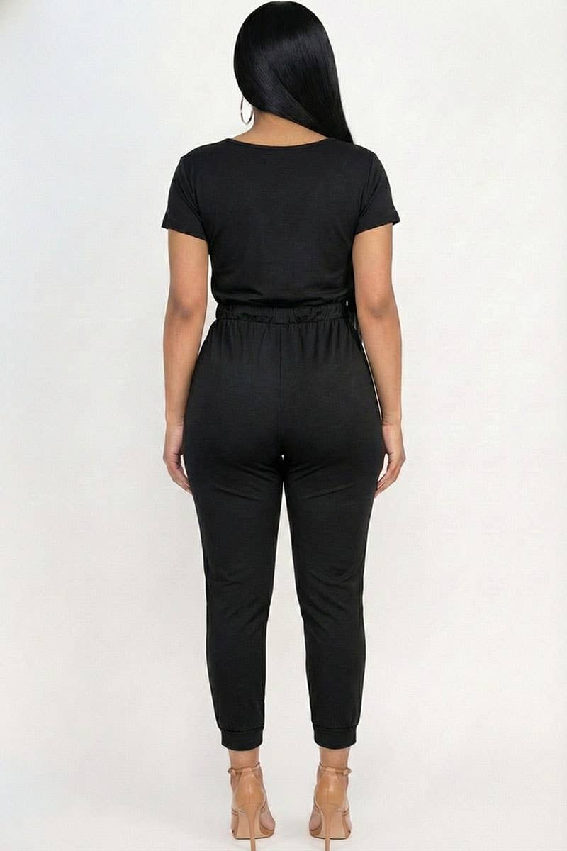 CAPELLA APPAREL - Wholesale Jumpsuit - Women's - Two-way Shoulder Drawstring Jumpsuit2