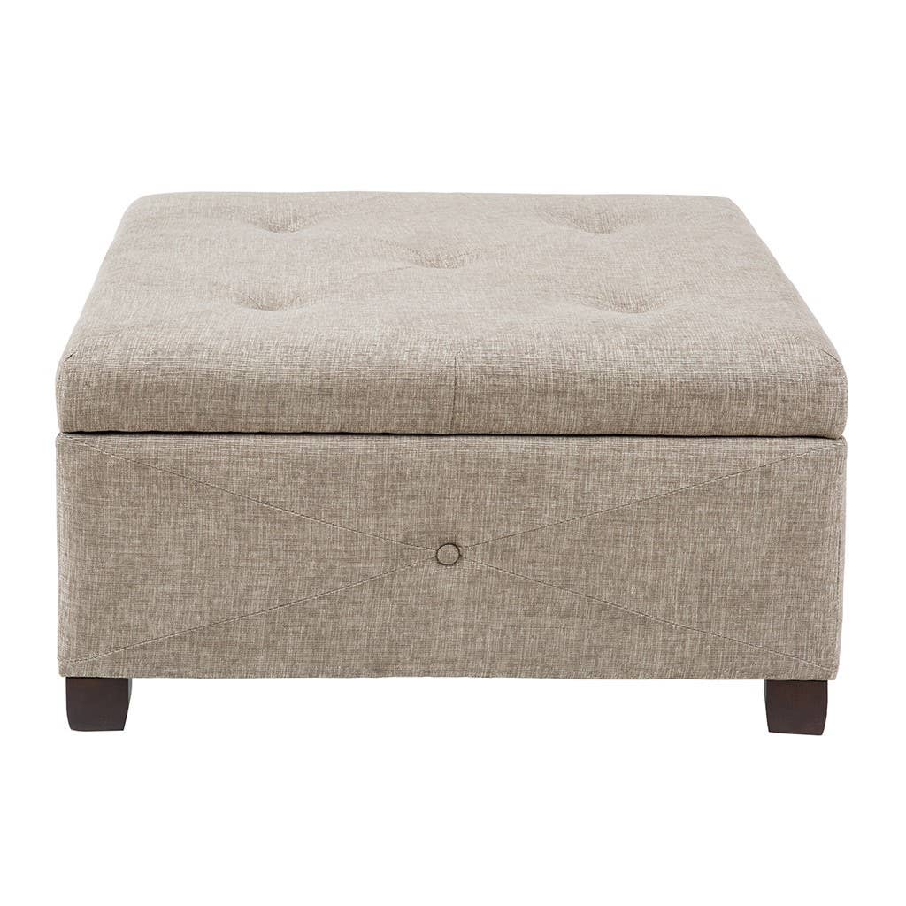 Olliix - Wholesale Ottoman - Storage Ottoman Button Tufted Square Accent Stool, Taupe2