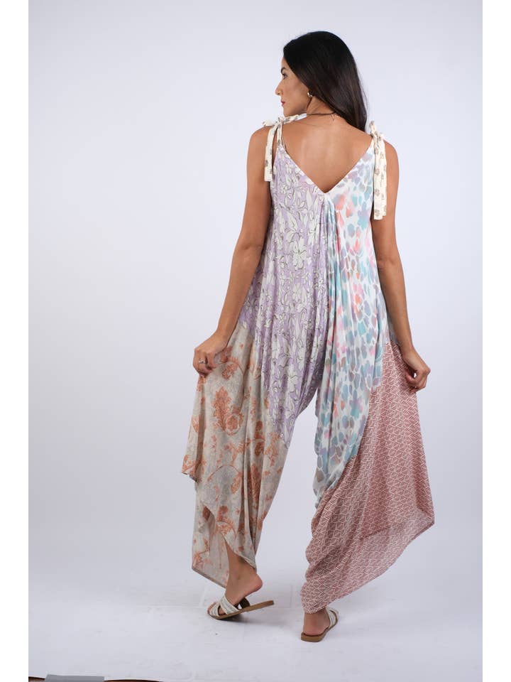 Sacred Threads - Wholesale Jumpsuit - Women's - Rosy Mosaic Patchwork Summer Romper
