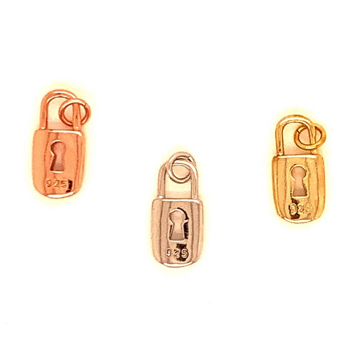 Heart Lock Hanging Charm, Sterling Silver Heart Charm, Valen for wholesale by The Bead Bazaar