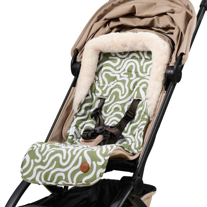 Cozy Fleece Pram Liner - Green Squiggle for wholesale by OiOi