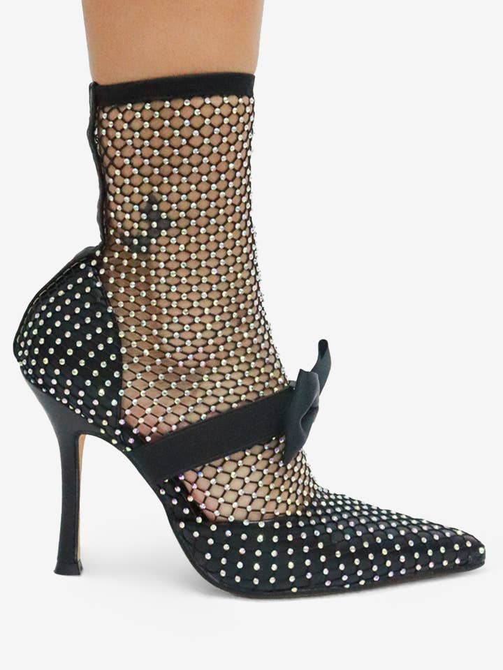 Lemonade Shoes - Wholesale High Heels - Women's - GAZILLION - Rhinestone Mesh Heels w/ Bow