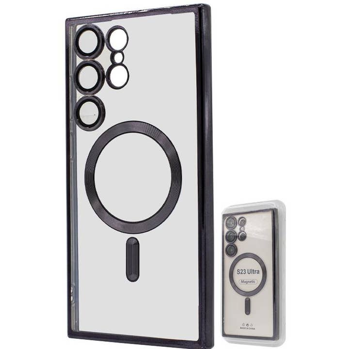 S23 Ultra TPU Case With Metallic Magnet Wholesale Black for wholesale by Mighty Wireless