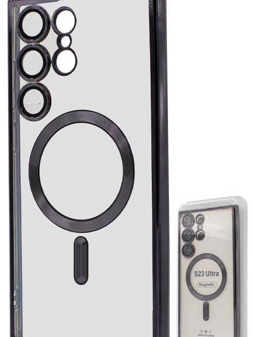S23 Ultra TPU Case With Metallic Magnet Wholesale Black for wholesale by Mighty Wireless