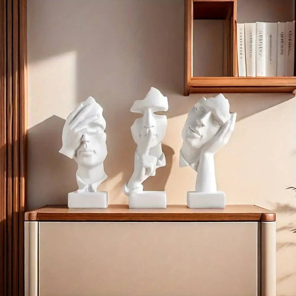 Huis Van Merken - Wholesale Decorative Figurine - 3pcs set of abstract facial decoration resin handicraft ornaments2