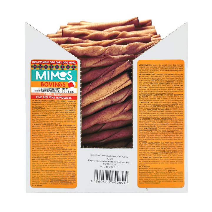 Beef Twist med oksesmag 12,5 cm genopfyldningsæske 360 stykker for engroshandel hos Mimos