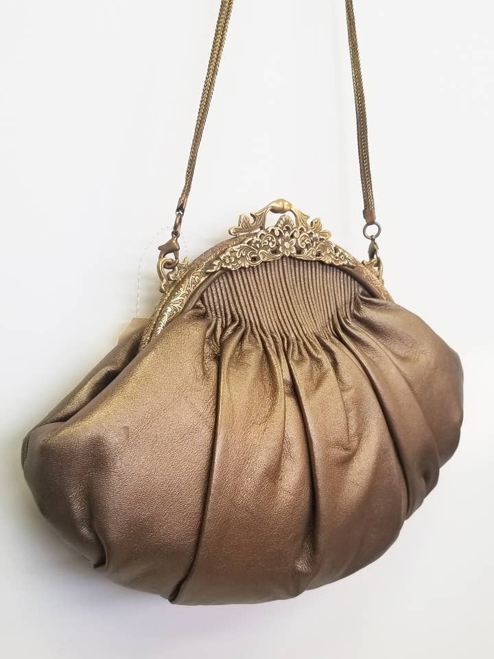 VINTAGE LEATHER BAG #2022 BRONZE for wholesale by Ricki designs