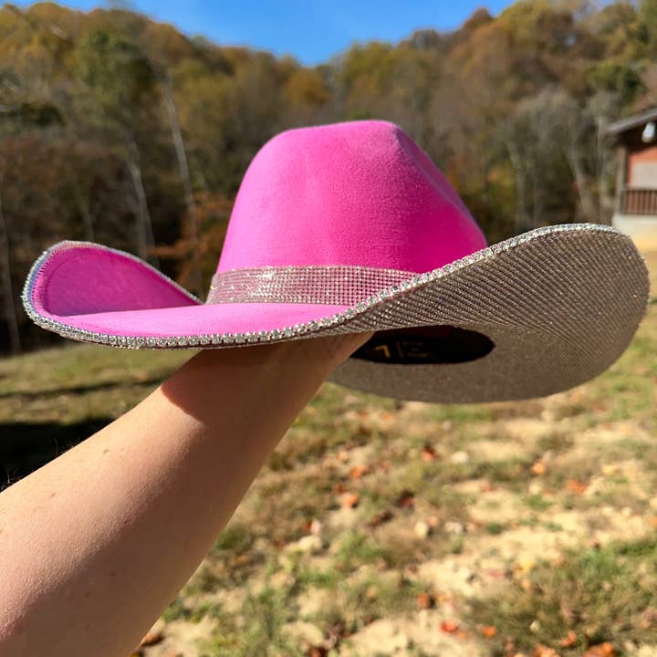 Rhinestone Cowgirl - Wholesale Cowboy Hat - Women's - Barbie Pink Hat & Crystal Rhinestones4