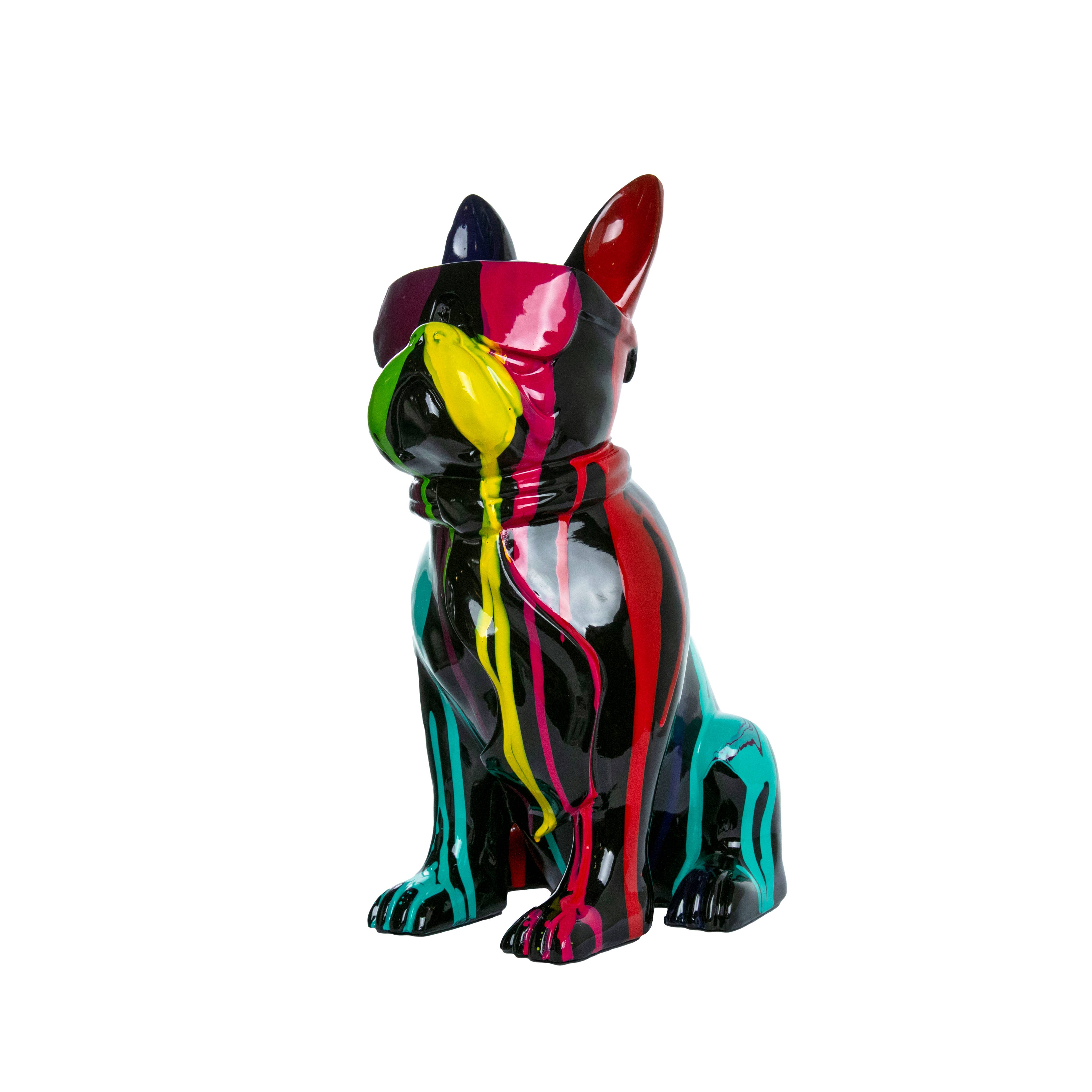 Interior Illusions Plus – Escultura por atacado – Escultura Expressionista Pintada em Bulldog c/ óculos - 14" altura2