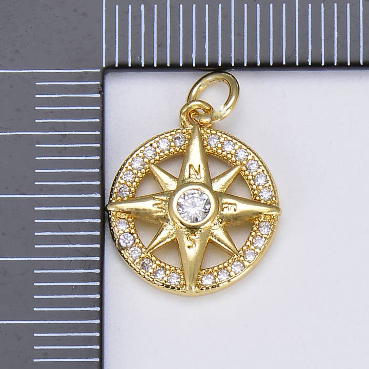 Beads Creation - Wholesale Pendant/charm necklace - Starburst CZ Charm, North Star Charm, Star Charm, CP14052
