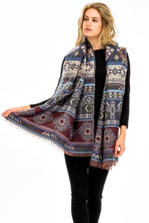 Cap Zone - Wholesale Scarf - Women's - Tribal Navajo Boho Over Sized Blanket Shawls Scarf4