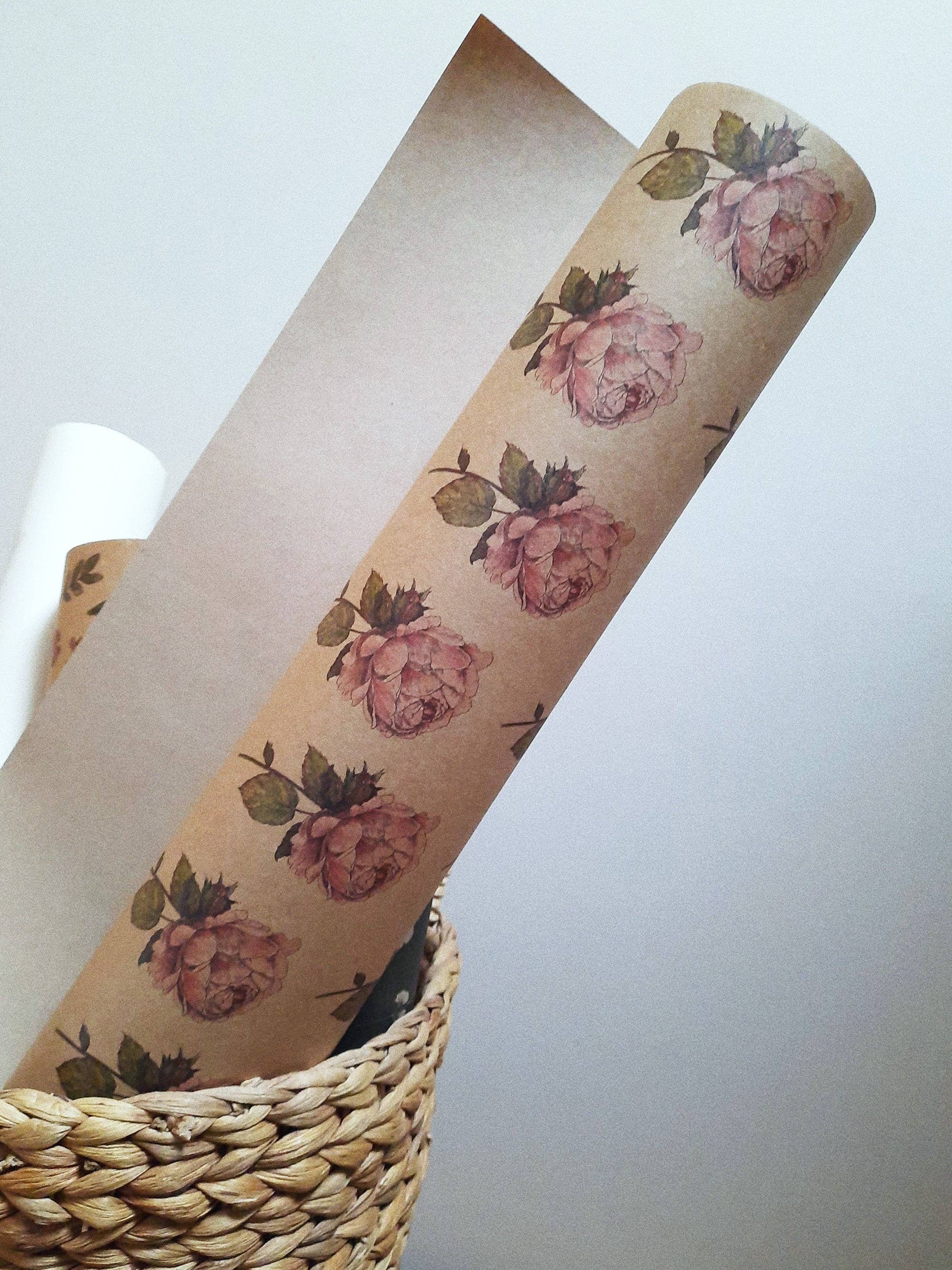 MyDesignPictures - Vente Feuille de papier cadeau - Papier d'emballage vintage en papier kraft rose4