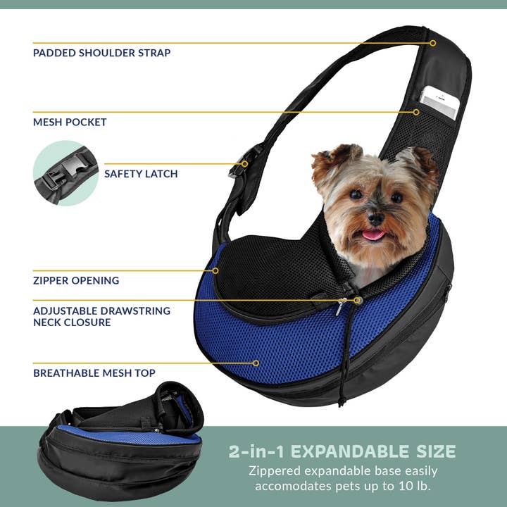 Katziela - Wholesale Pet carrier – Cat/dog - Pet Carrier Expandable Sling For Small Dogs And Cats Blue3