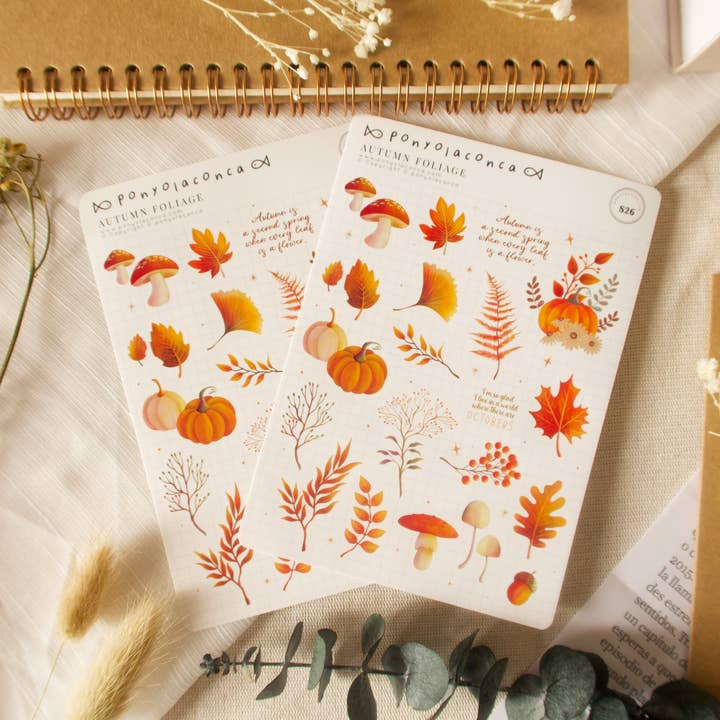 Autumn Foliage Sticker Sheet for wholesale by ponyolaconca