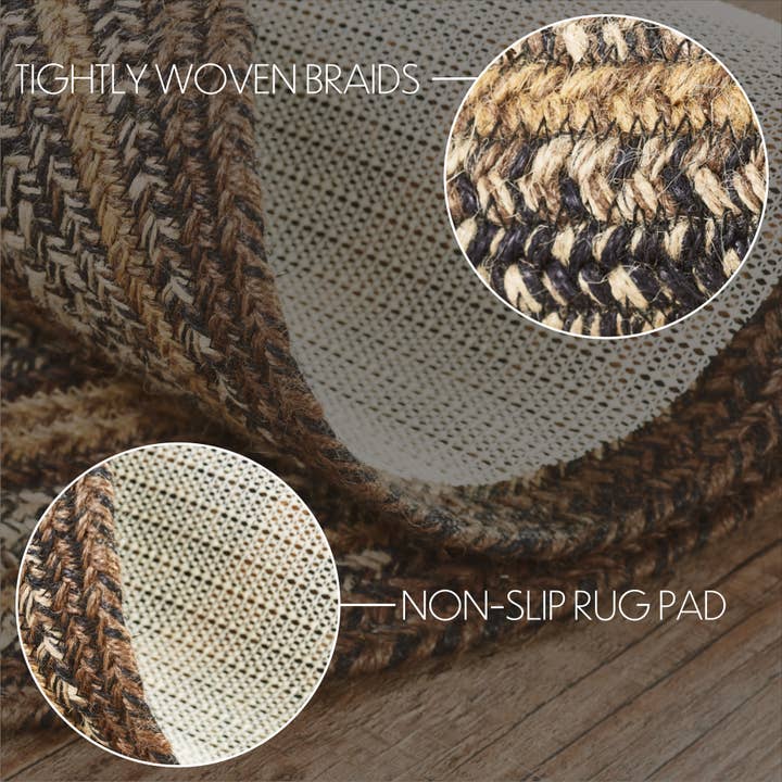 VHC Brands - Wholesale Area Rug - Espresso Jute Rug Oval w/ Pad 60x963