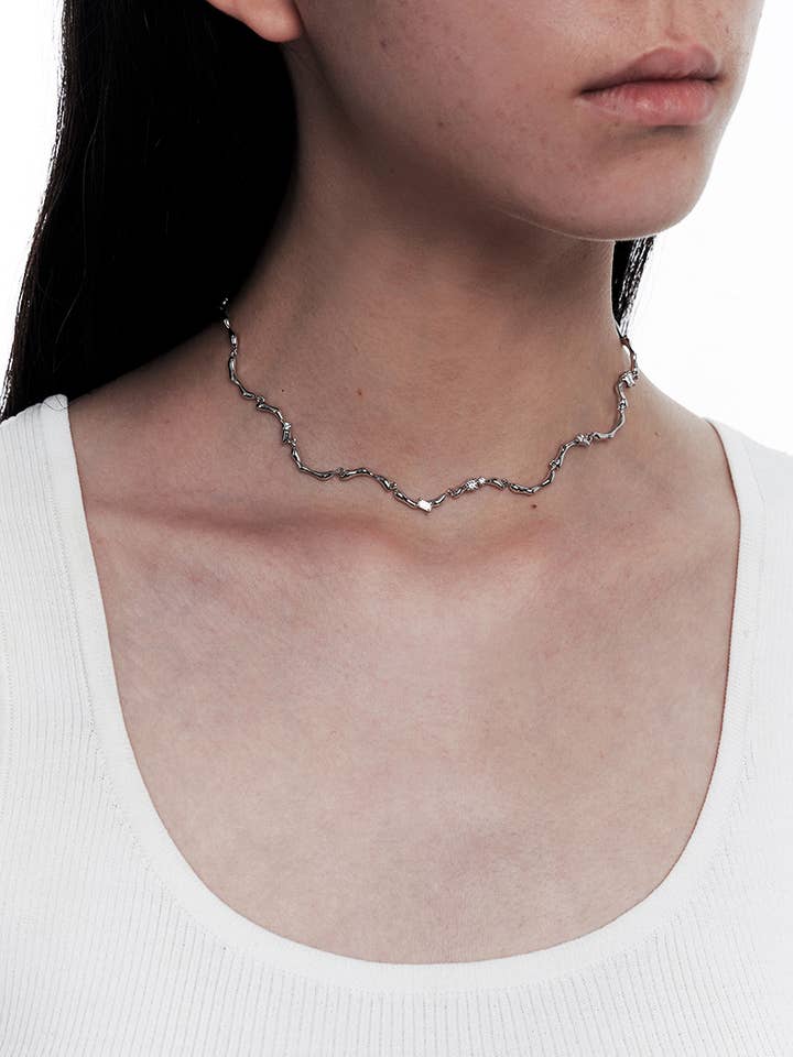 KINDNESS minimal silver Genesis necklace choker genderless t for wholesale by KINDNESS