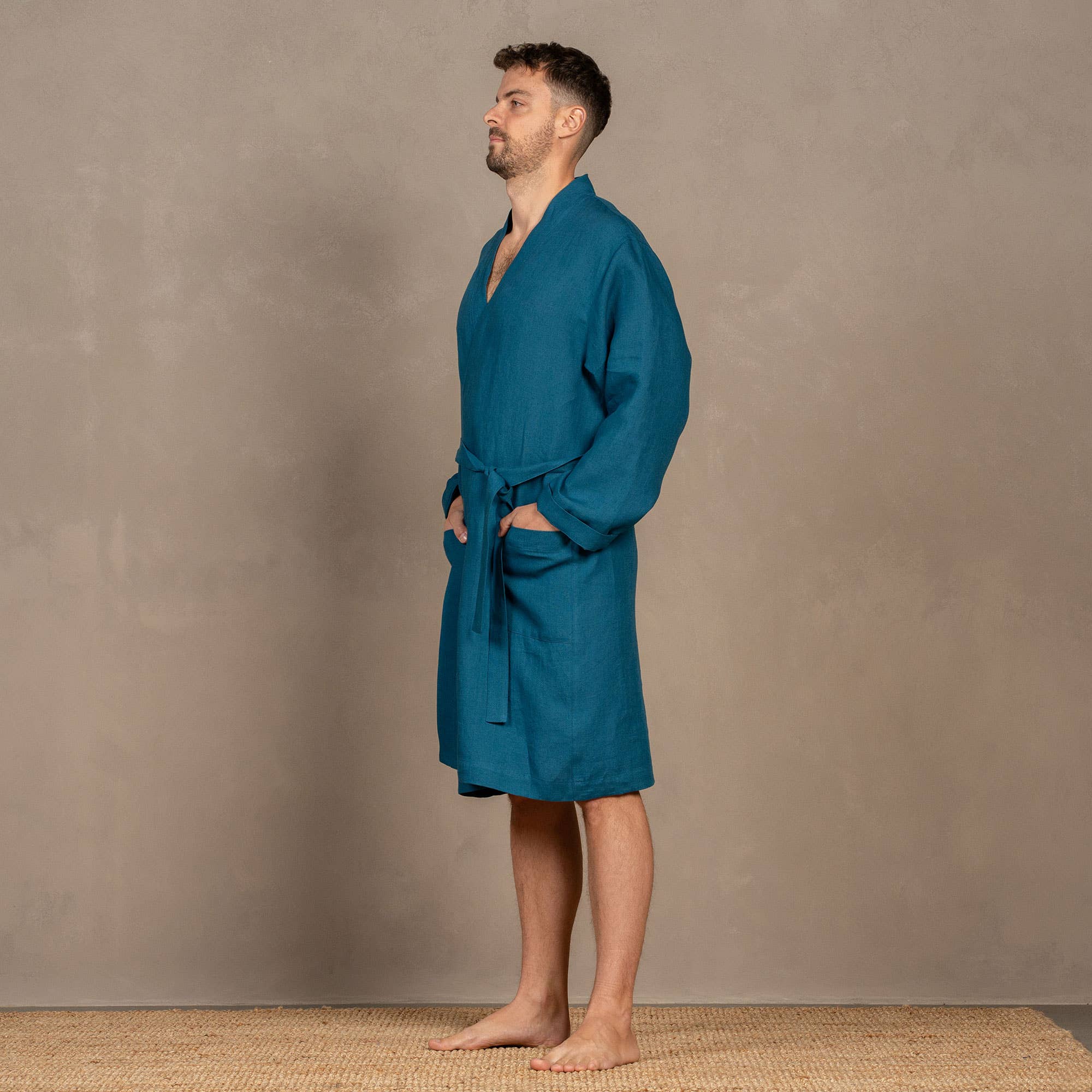 menique – wholesale Robe – Men's – 100% Linen Bath Robe for Men - Long Bath Robe3