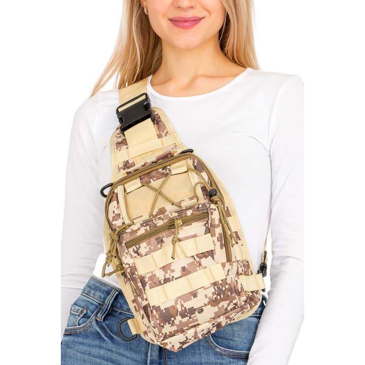 Cap Zone - Wholesale Crossbody Bag - Unisex - Digital Camo Tactical Heavy Duty Poly Sling Bag1