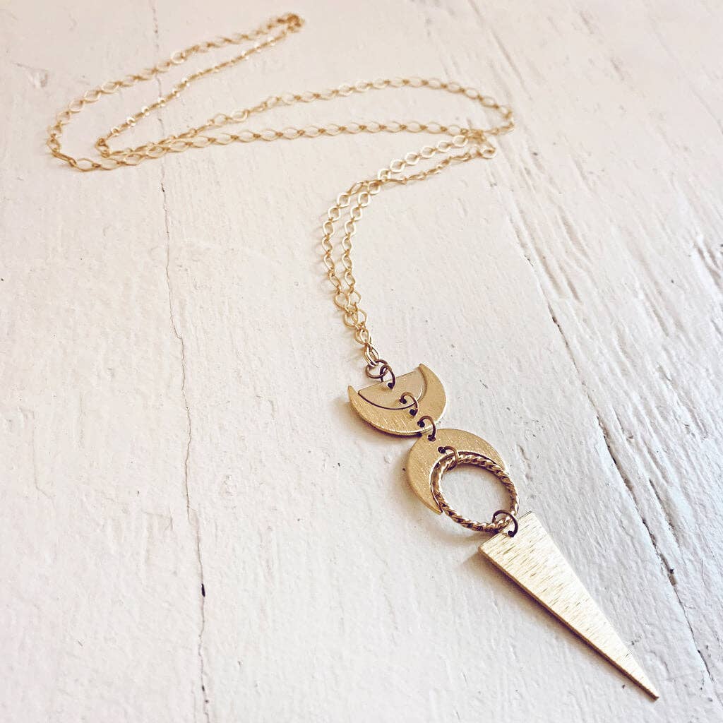 Peacock & Lime - Wholesale Pendant/Charm Necklace - moon phases // half moon, waxing, waning crescent moons, new0