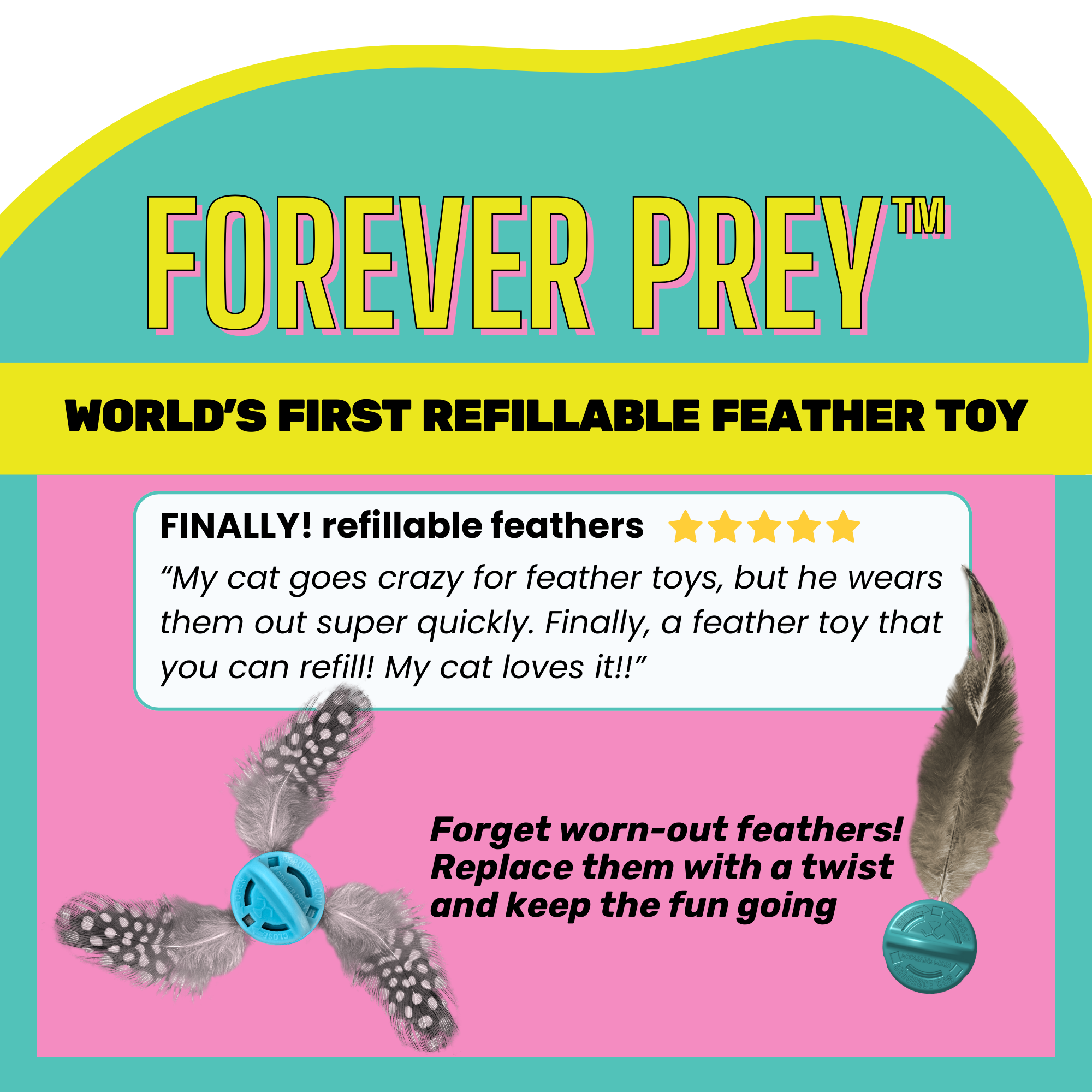 Repounce - Wholesale Pet Toy - Cat - Forever Prey™ - World's First Refillable Feather Toy1