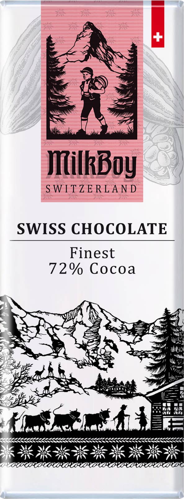 Milkboy Swiss Chocolates - Wholesale Chocolate Bar - Finest 72% Cocoa Snack Size Bars 1.4oz1