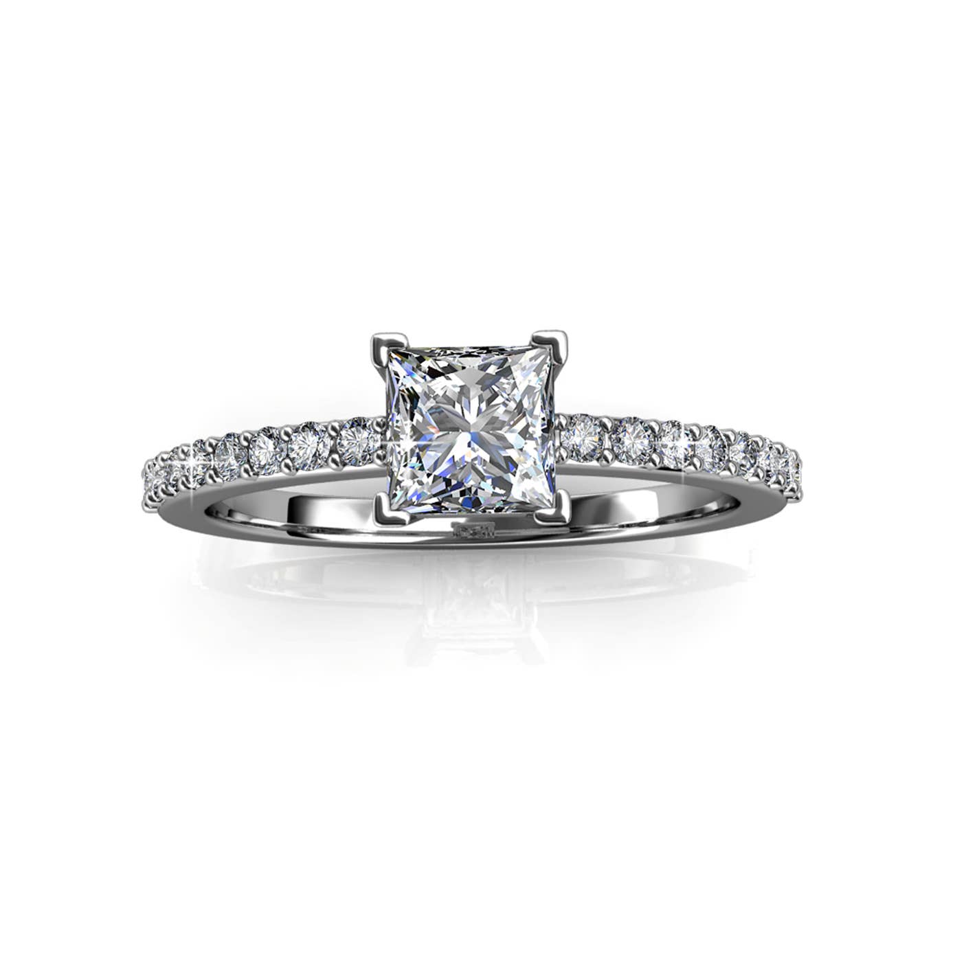 CARALI / MYC Paris – Großhandel Verlobungsringe – Schlichter quadratischer Ring - Silber mit Kristall3