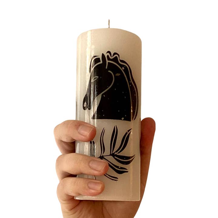 White Tall Greek-Roman Design Pillar Candle for wholesale by Agora Home
