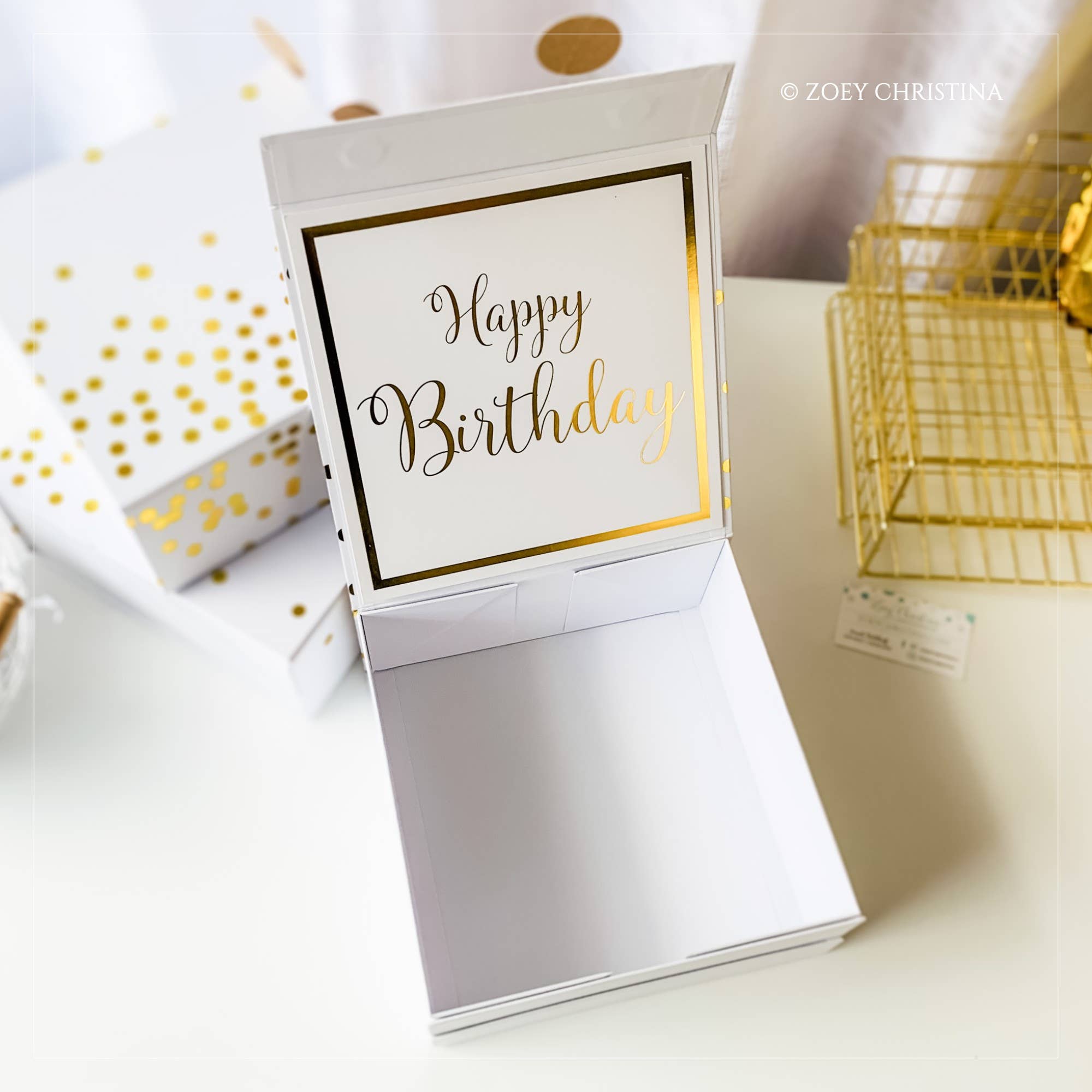 Zoey Christina - Wholesale Gift Box - Empty Gold Foil Gift Box2