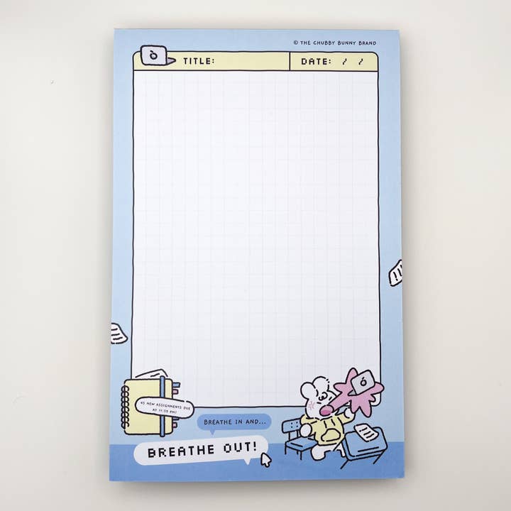 Breathe In Breathe Out Memo Pad - 5.5 x 8.5 in for wholesale by The Chubby Bunny Brand