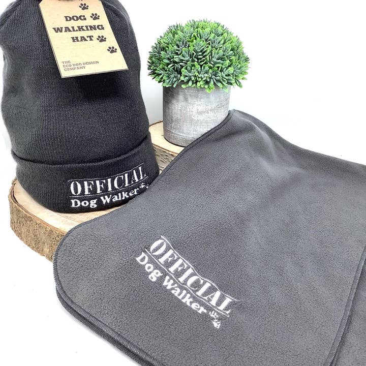 Official Dog Walker Scarf And Hat Gift Set for wholesale by EcoDogDesigns