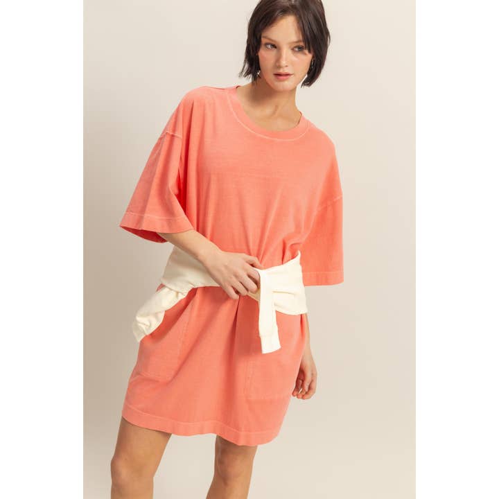 HYFVE - Wholesale Dress - Women's - DZ25E027-Short Sleeve Relaxed Fit T-Shirt Mini Dress