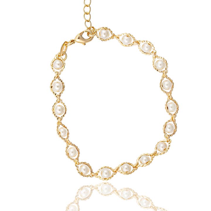18K Gold Filled Pearl Bracelet (I115) for wholesale by MIA Jewelry