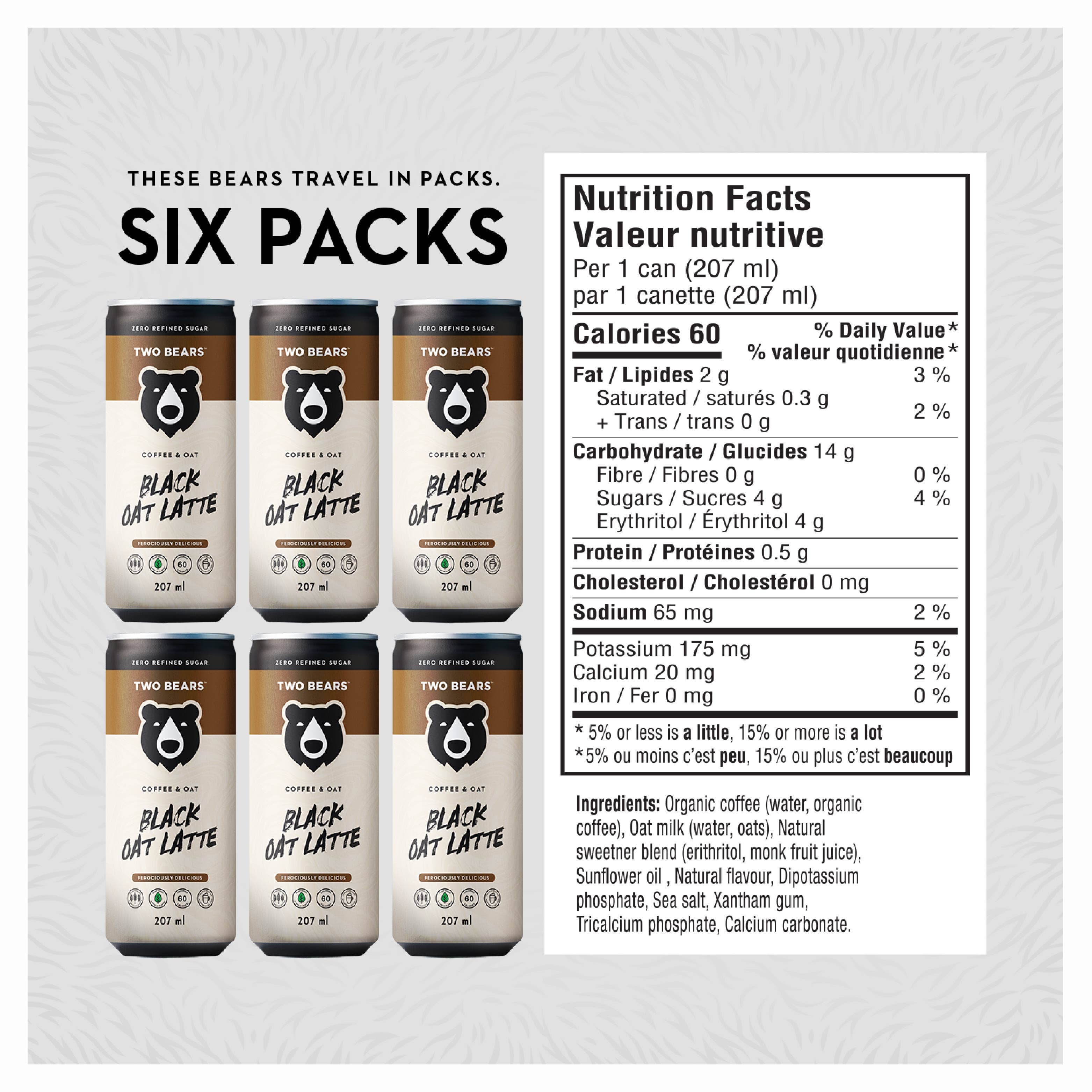 Two Bears - Wholesale Iced Coffee/Cold Brew - Frothed Black Oat Latte (207 ml)2