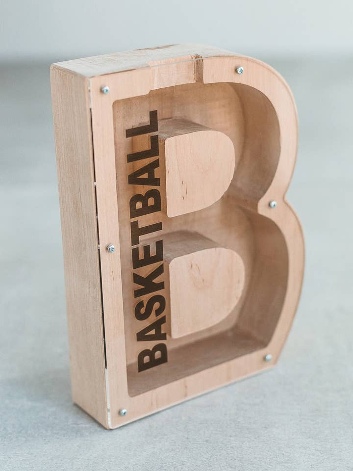 Cofrinho de madeira personalizado em forma de letra - Cofrinho de madeira por atacado de Woodinout