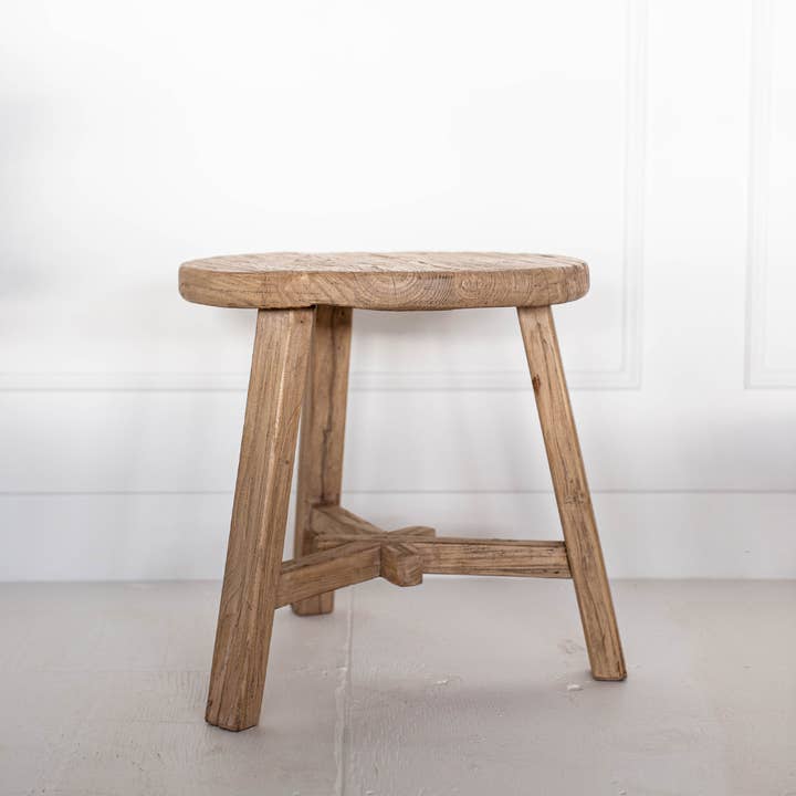 Luxe B Co - Wholesale Side Table - Round Reclaimed Elm Wood Coffee Side Table0
