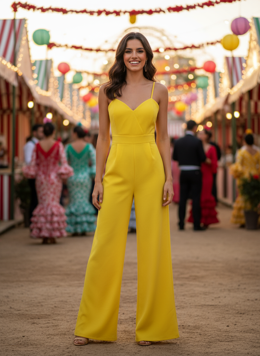 LONG YELLOW JUMPSUIT 20584 for wholesale on Faire1