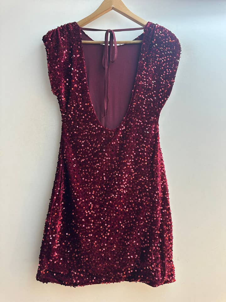 LORIANE - Wholesale Dress - Women's - 11245 Short velvet dress with sequins6