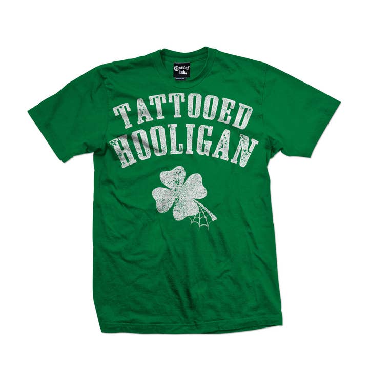 T-shirt Gráfica de Homem Hooligan Tatuado por atacado de Cartel Ink