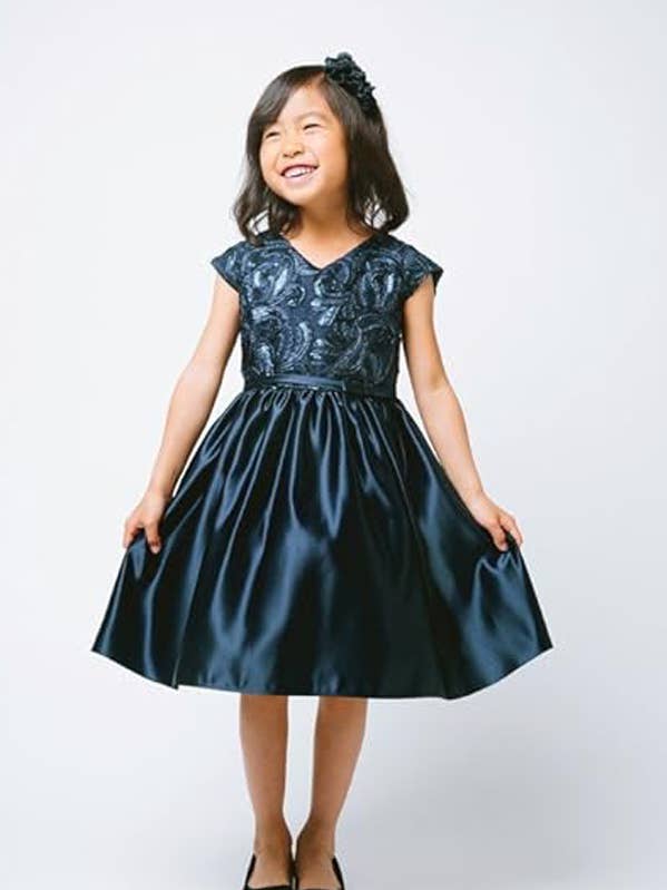 Ribbon Sequin Embroidered Satin Christmas Dress for wholesale by iGirlDress