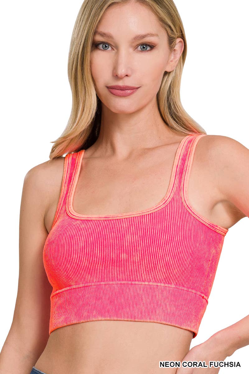 42POPS – Großhandel BH – Damen – ", Quadratischer Ausschnitt Gewaschener Nahtloser Rippen-Bralette mit herausnehmbaren Pads1