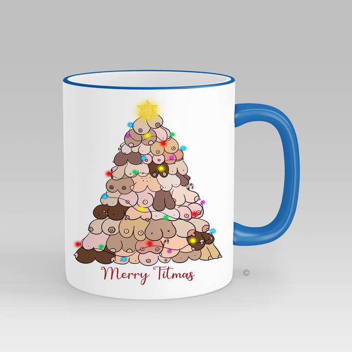 Risqué Gifts – wholesale Coffee mug – Boobs Christmas Tree Mug3