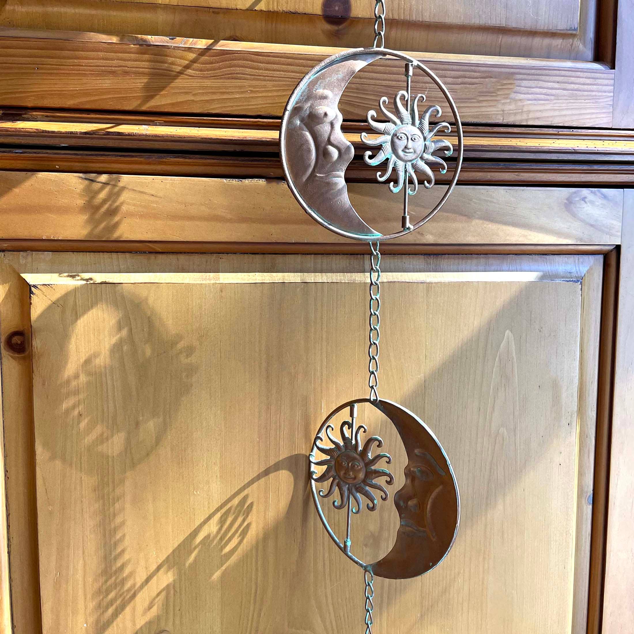 Zeckos - Wholesale Outdoor Ornament/Decor - 80-Inch Metal Rain Chain with Celestial Crescent Moon & Sun10