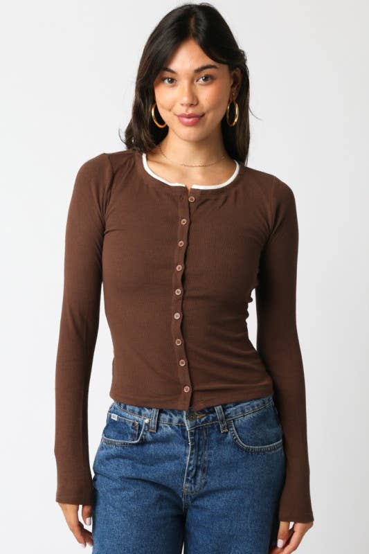 Olivaceous – Engroshandel Skjorte med buttondown – til kvinder – Saige Knap Top5